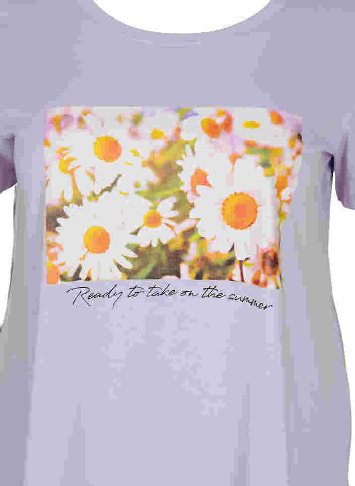 Cotton t-shirt with a-line cut and print, Thistle Fl. Picture, Packshot image number 2