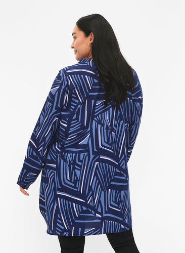 FLASH - Printed tunic with long sleeves, Medieval Blue AOP, Model image number 1