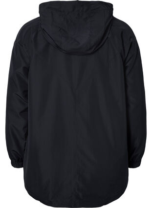 Short jacket with hood and adjustable bottom, Black, Packshot image number 1
