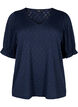 V-neck blouse with hole pattern, Navy Blazer, Packshot image number 0
