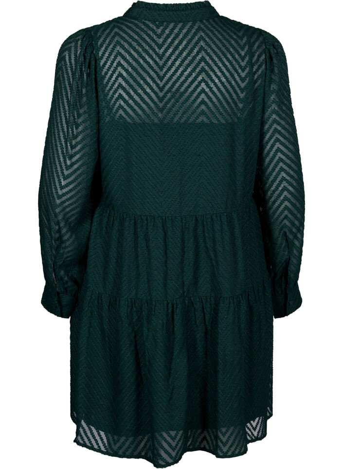 Textured short dress with a ruffle collar, Scarab, Packshot image number 1