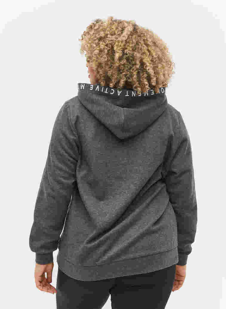 Workout hoodie jacket with zip, Dark Grey Melange, Model image number 1