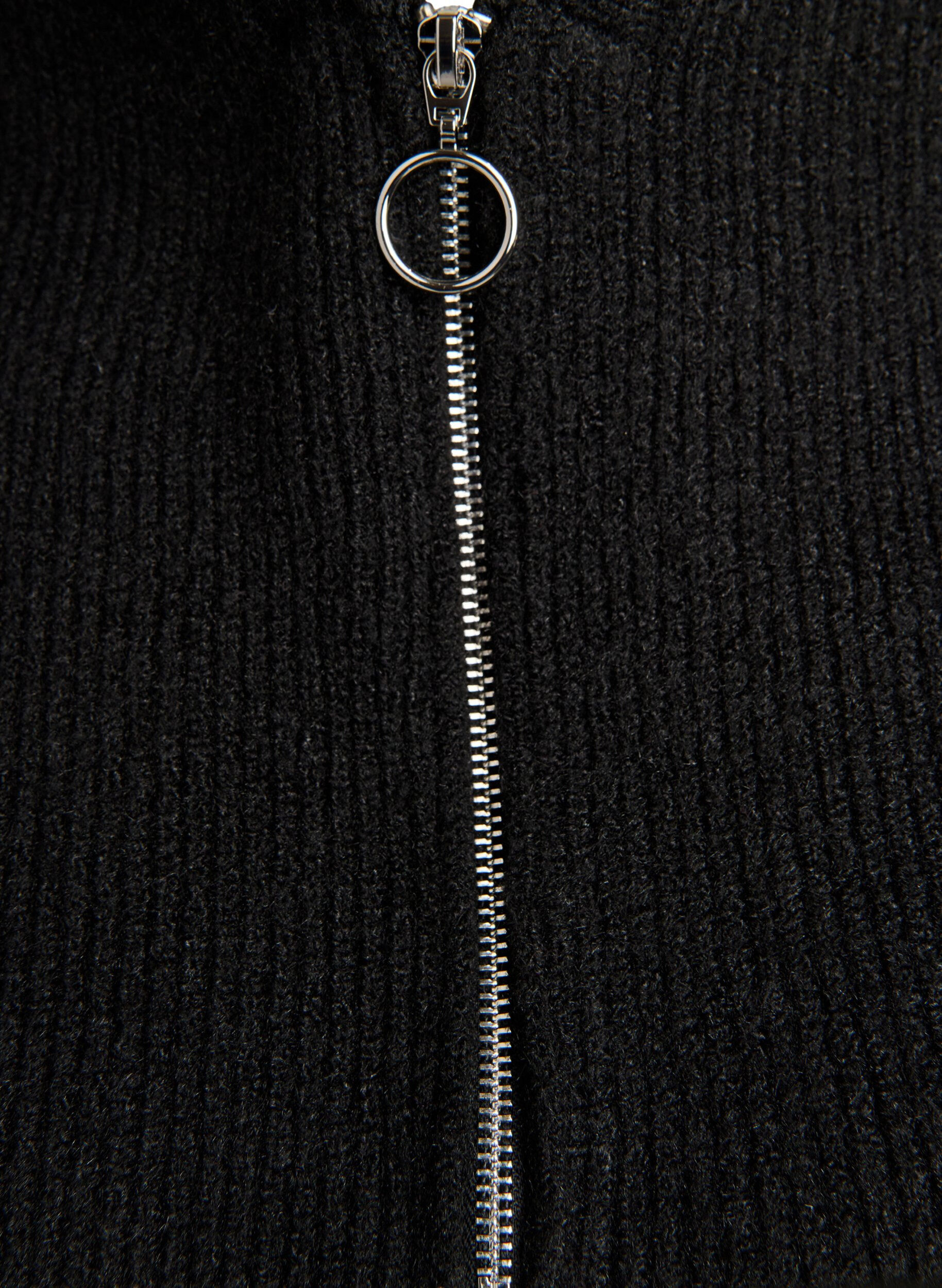 Zizzifashion Rib-knitted balaclava with zipper, Black, Packshot image number 2