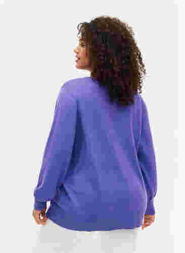 Ribbed cardigan with button closure, Purple Opulence, Model image number 1