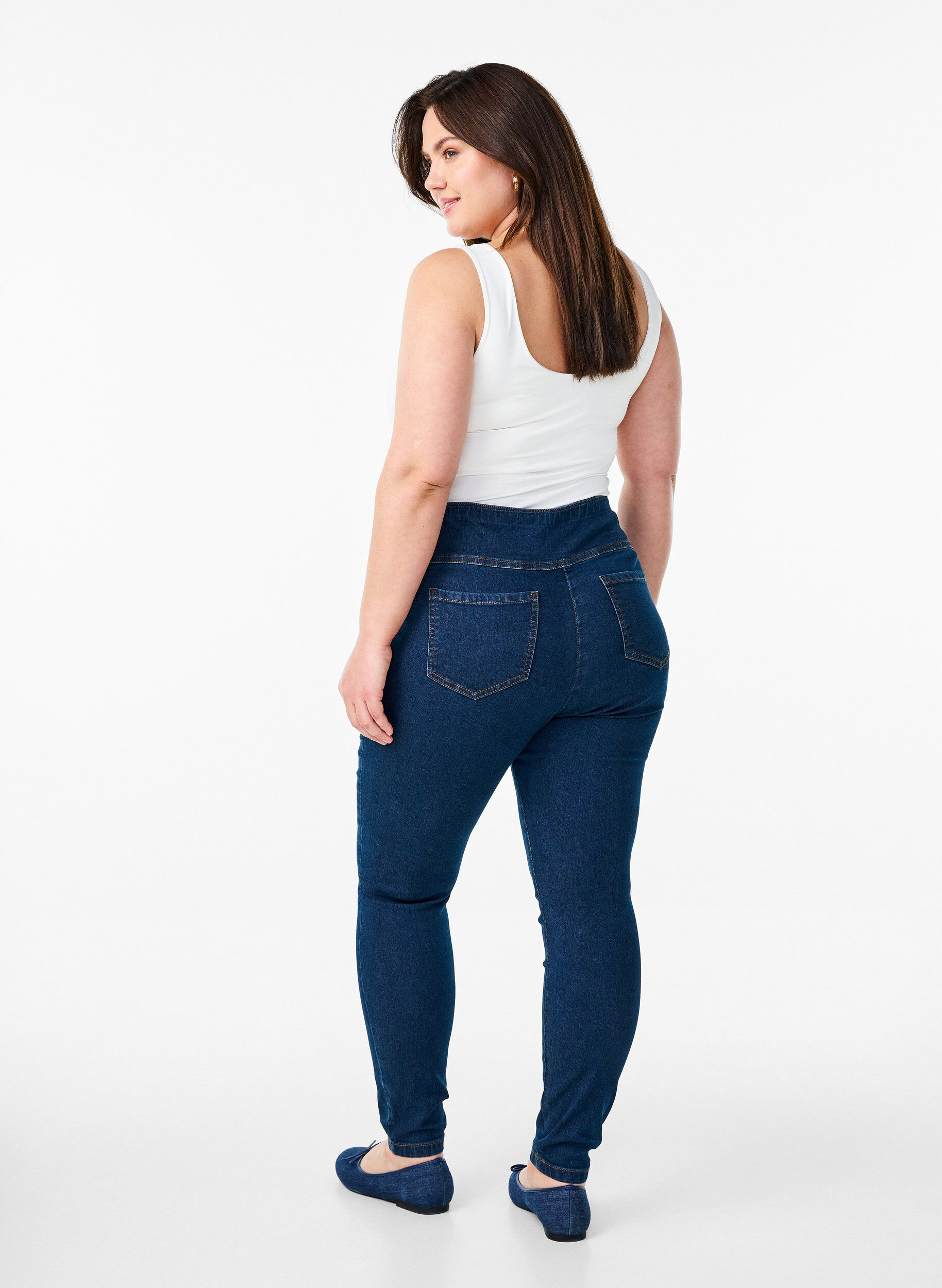 ZizzifashionStretchy jeggings with a high waist, Blue, Model image number 1