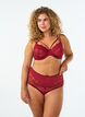 High-waisted hipster thong with lace, Red, Model image number 0