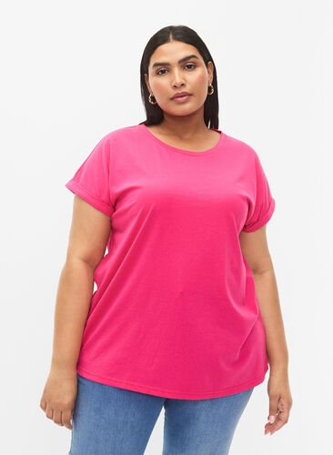 Short sleeved cotton blend t-shirt, Raspberry Sorbet, Model image number 0