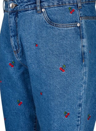 Mille mom fit jeans with embroidery, Light Blue Cherry, Packshot image number 2