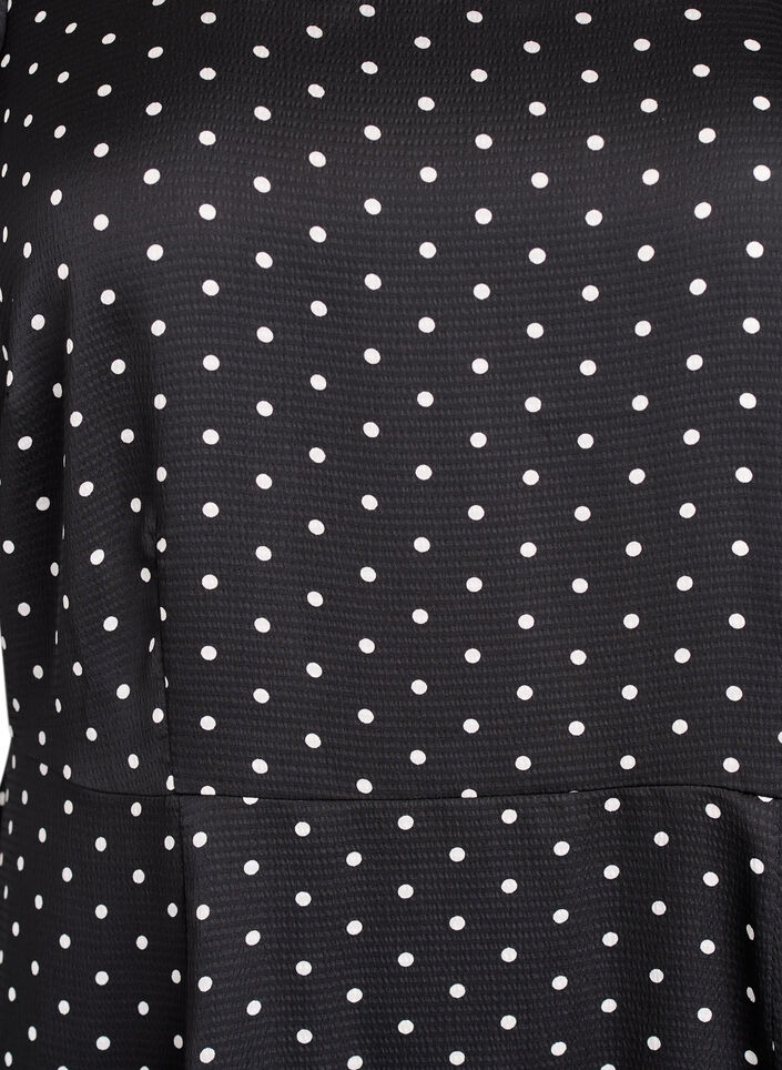 Polka dot midi dress with square neckline, Black, Packshot image number 2