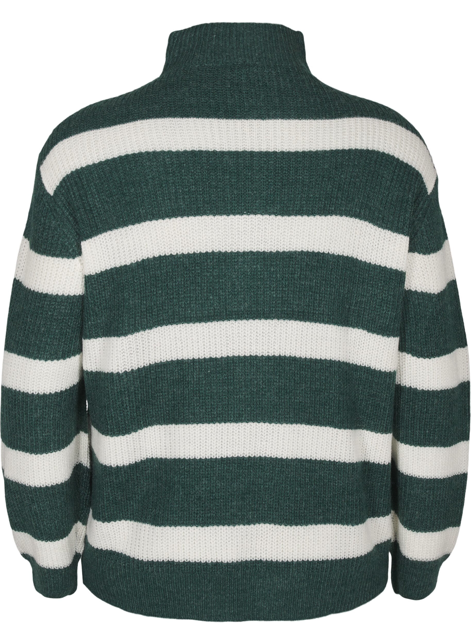 Zizzifashion FLASH - Knitted sweater with high neck and zipper, Green, Packshot image number 1