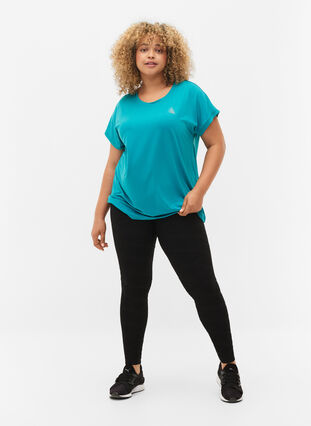Short sleeved workout t-shirt, Deep Peacock Blue, Model image number 2