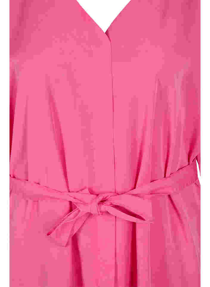 Dress with 3/4 sleeves and tie-belt, Shocking Pink, Packshot image number 2