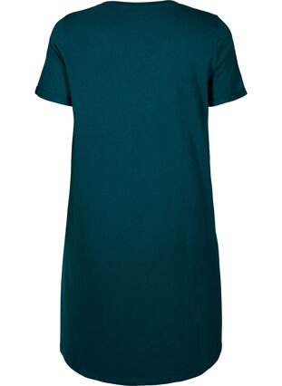 Short-sleeved nightgown in organic cotton, Deep Teal Lets, Packshot image number 1