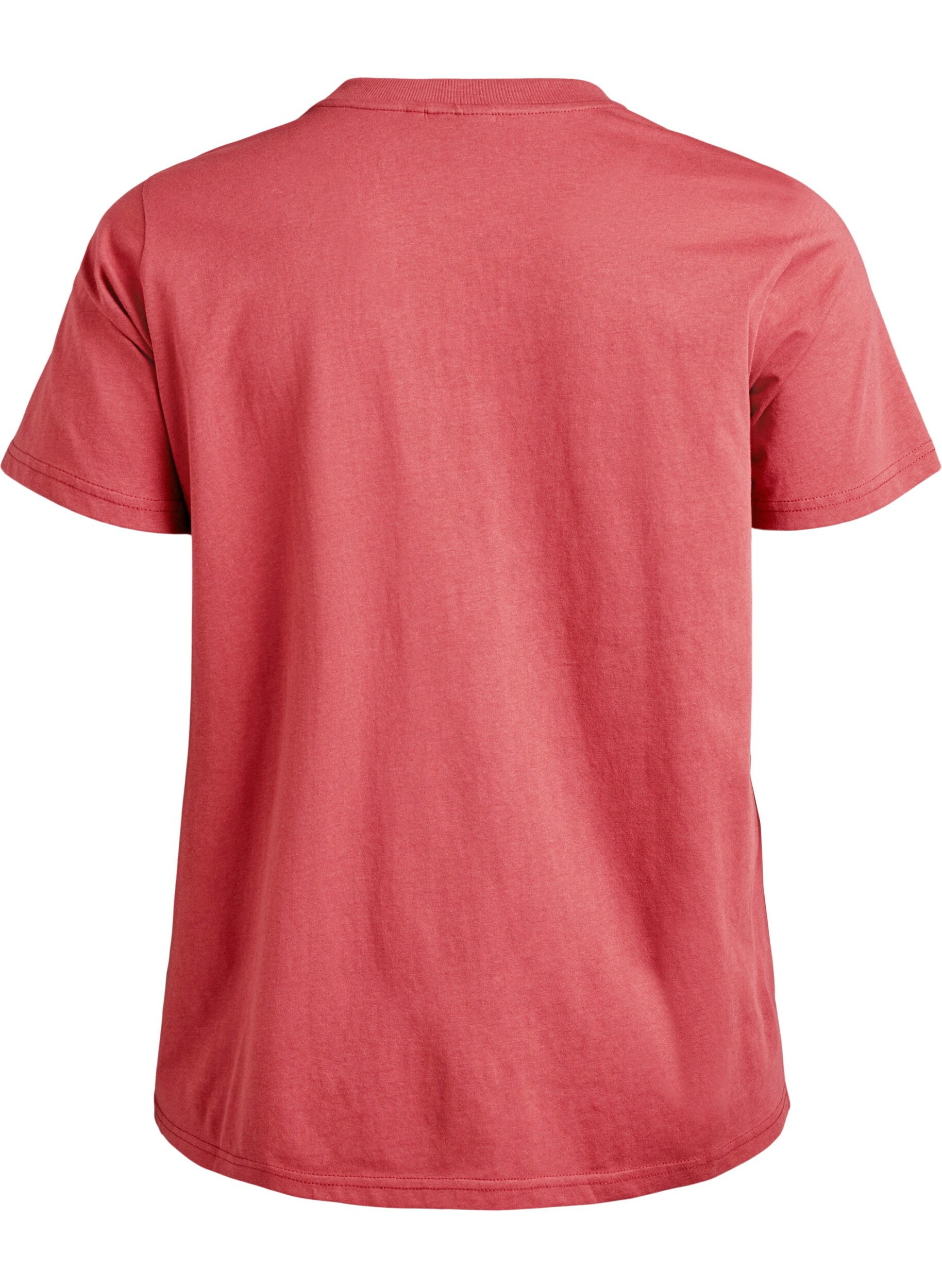 Zizzifashion Basic cotton T-shirt with round neck, Red, Packshot image number 1