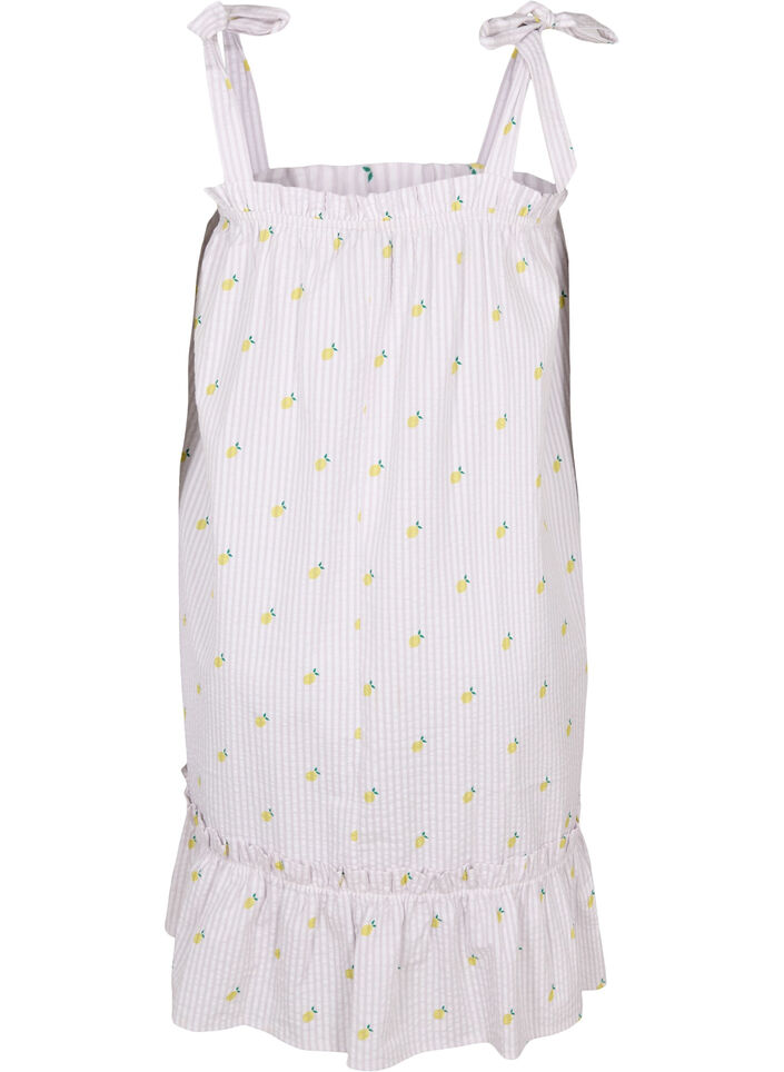 Beach dress in cotton with tie straps, Lemon Print, Packshot image number 1