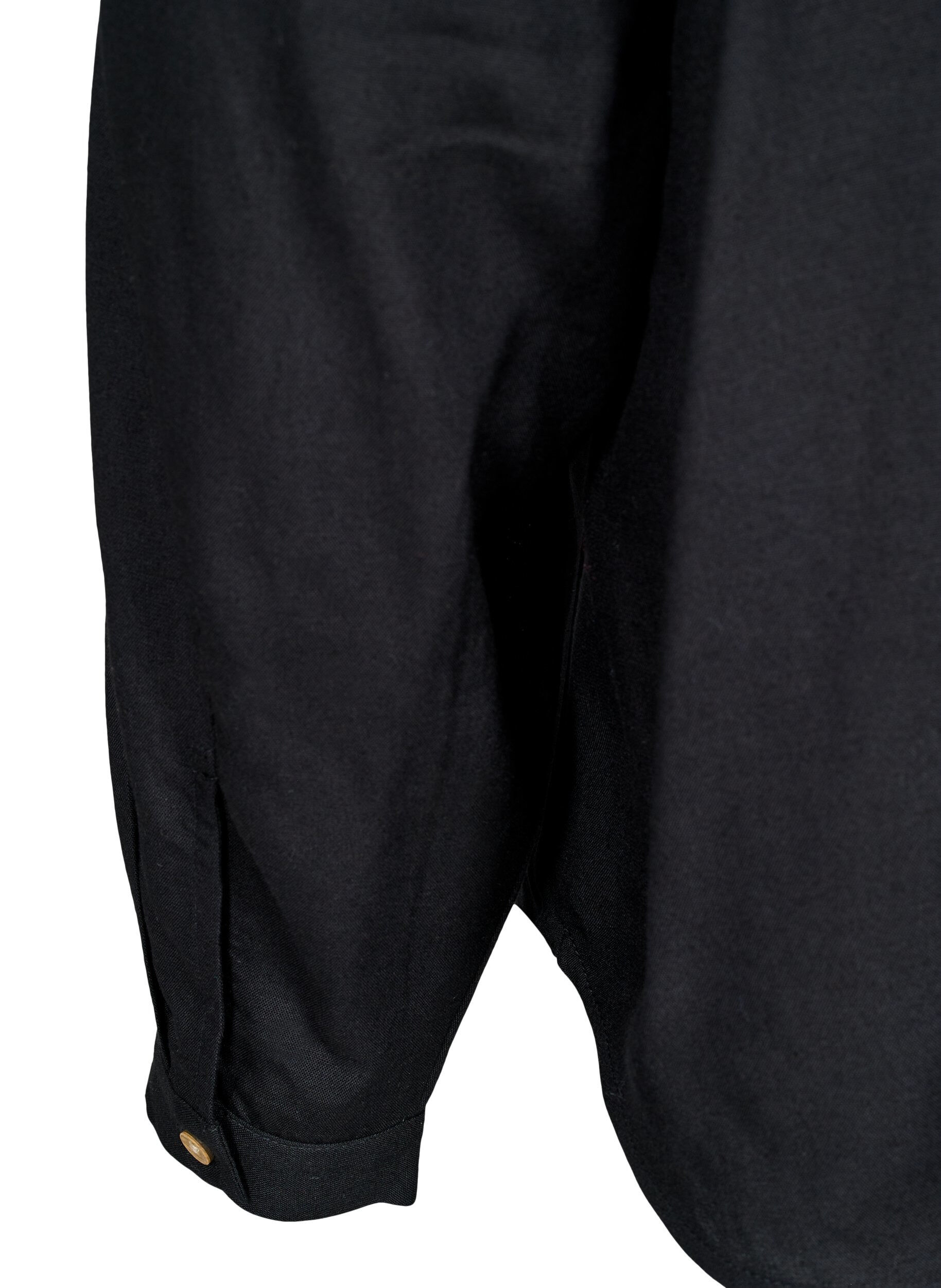 Zizzifashion Long-sleeved linen and viscose shirt, Black, Packshot image number 3