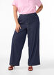 Denim-look trousers with contrast stitching, Blue, Model image number 2