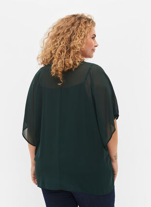 Blouse with tie strings and short sleeves, Scarab, Model image number 1