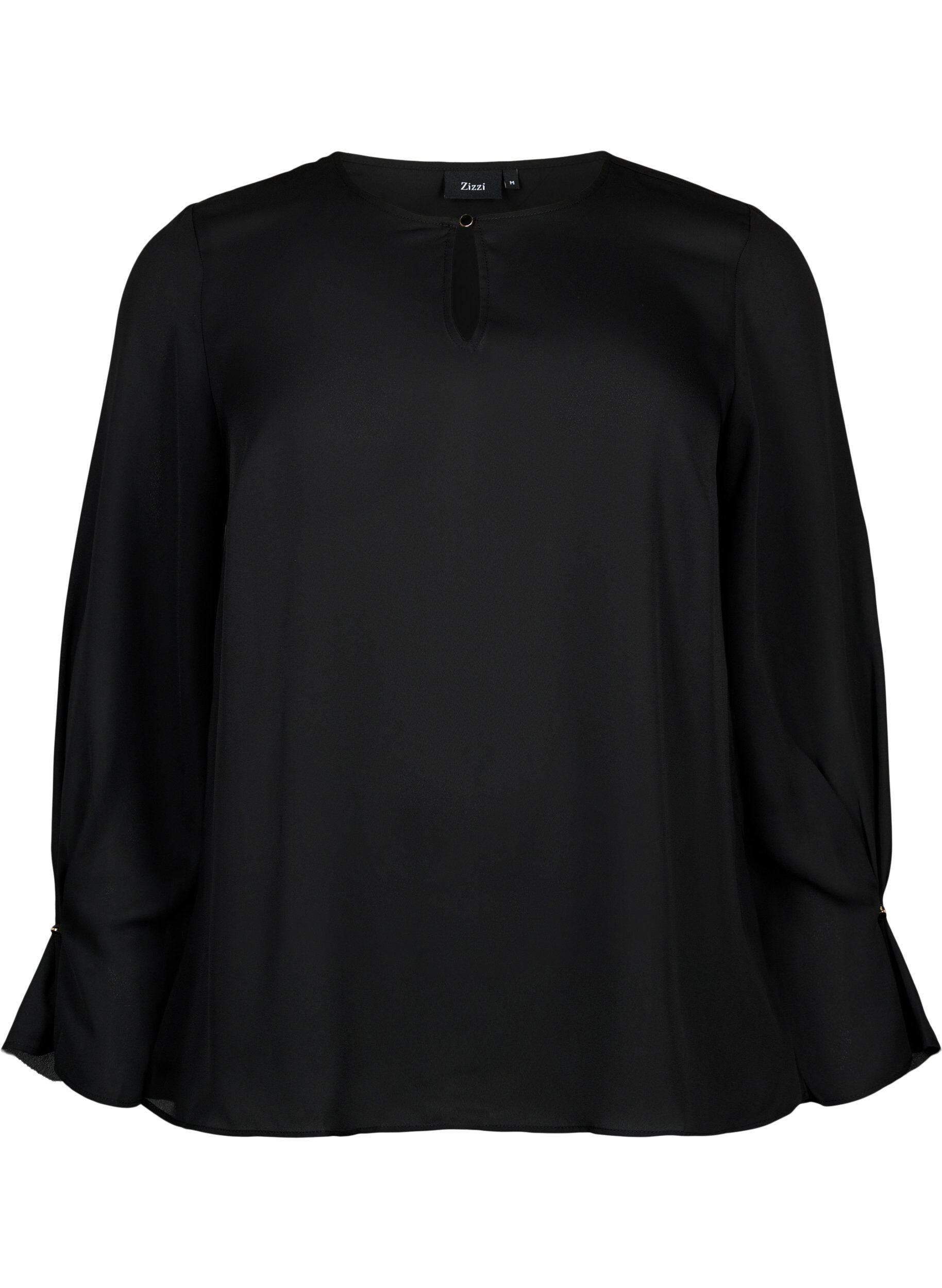 Monochrome top with long sleeves Black Sz. 4260 Zizzifashion