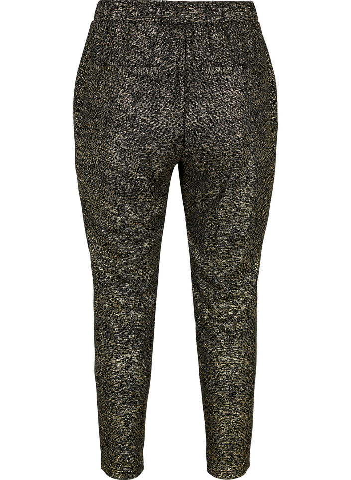 Maddison pants with gold color and pockets, Black w. Gold, Packshot image number 1