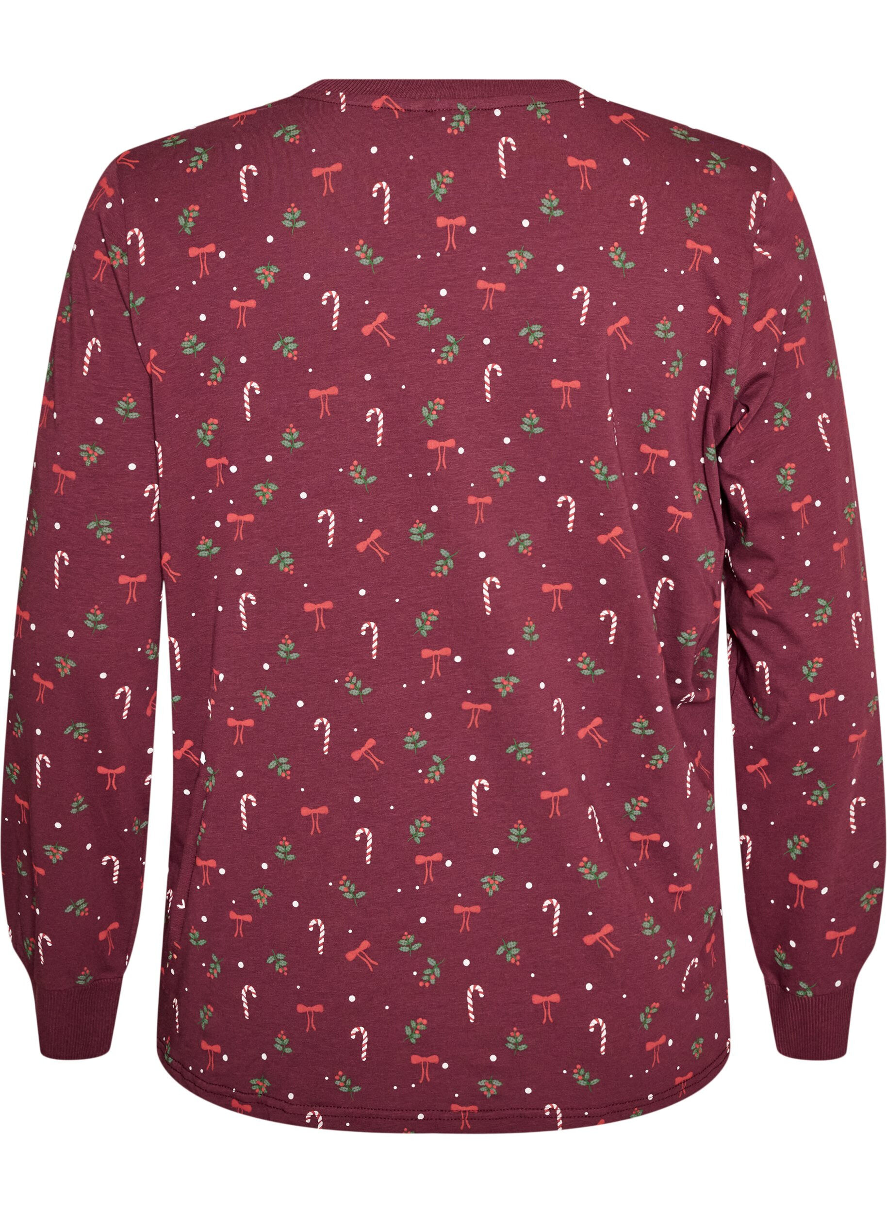 ZizzifashionPrinted night top, Dark Bordeaux, Packshot image number 1