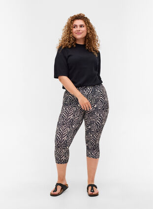 3/4 leggings in viscose with bow - Black - Sz. 42-60 - Zizzifashion