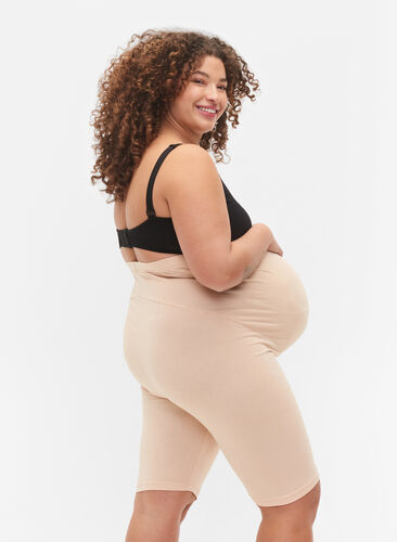 Cotton tight-fitting maternity shorts, Frappé, Model image number 1