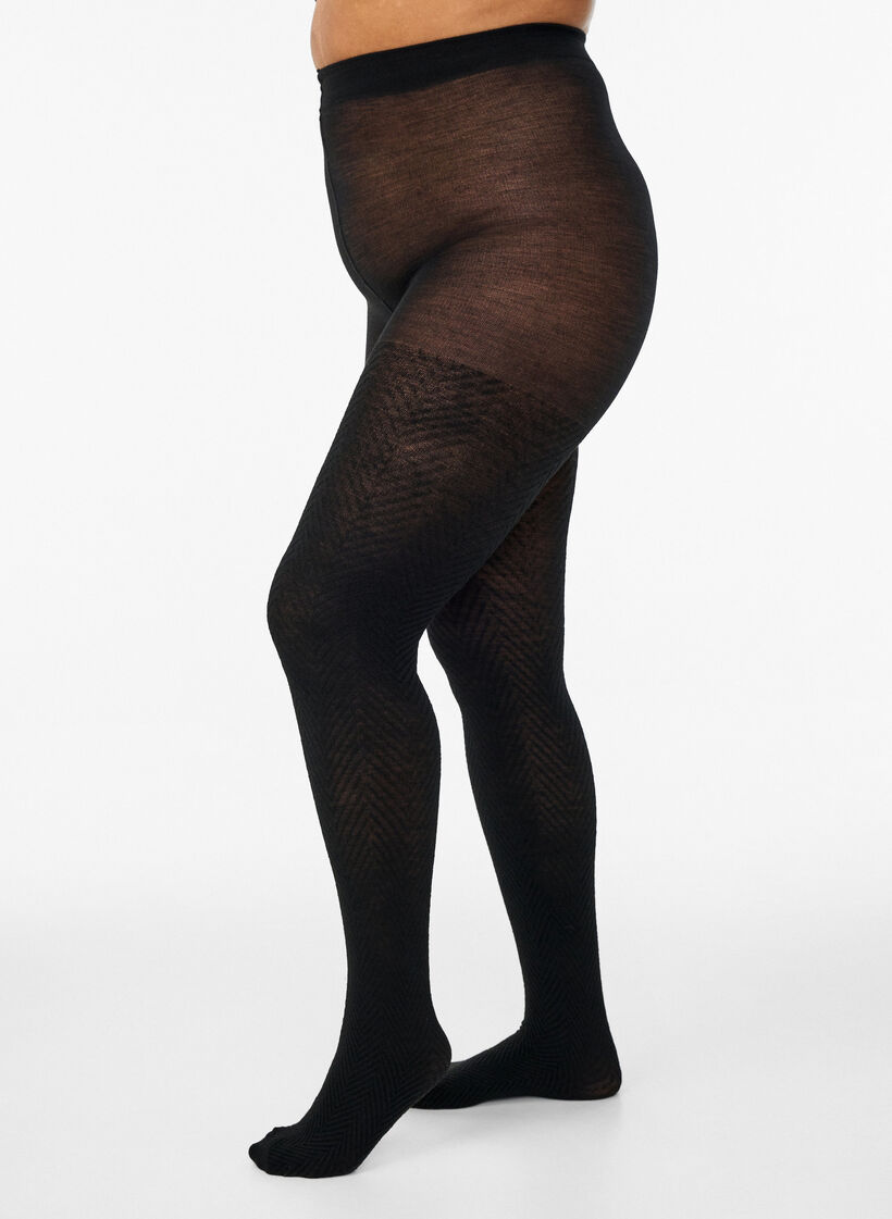 Textured tights, Black, Model image number 0