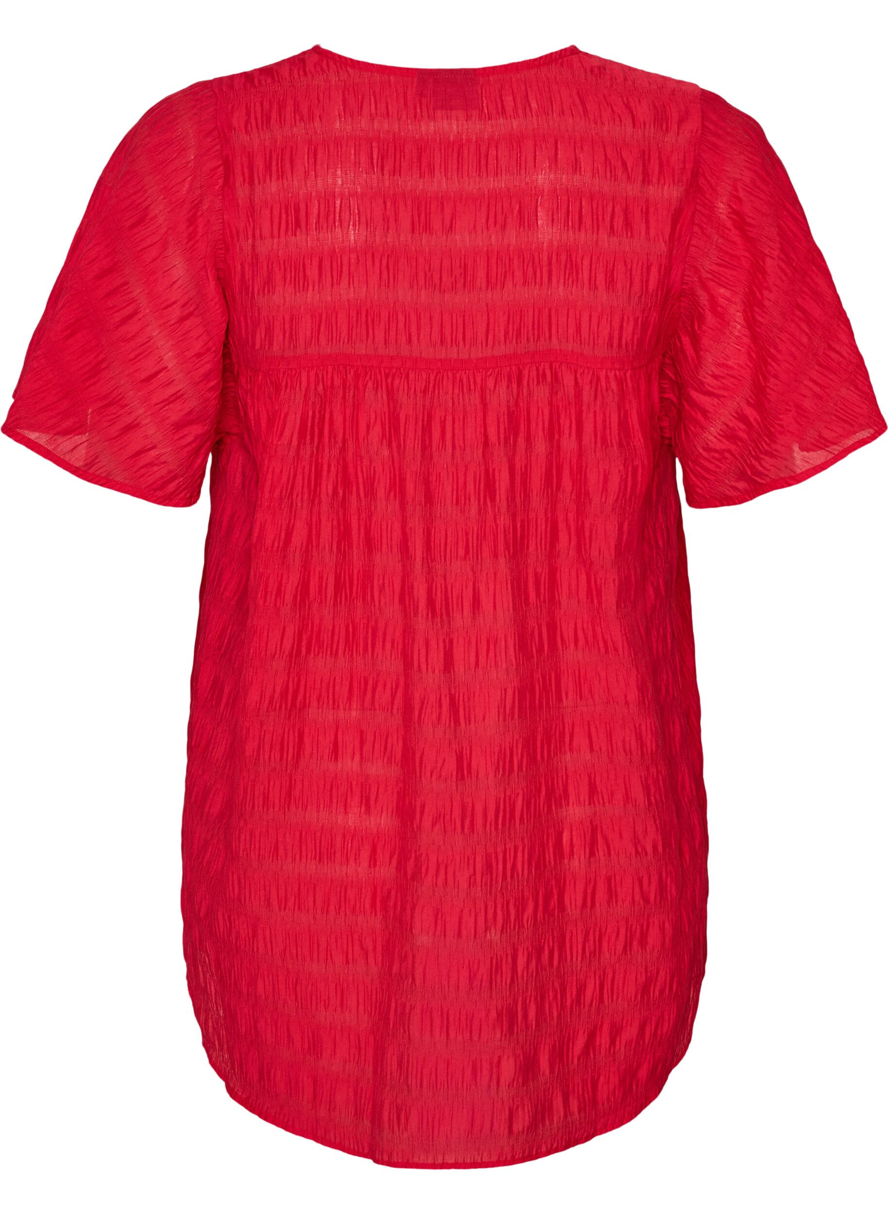 ZizzifashionTunic in lyocell with flutter sleeves, Red, Packshot image number 1