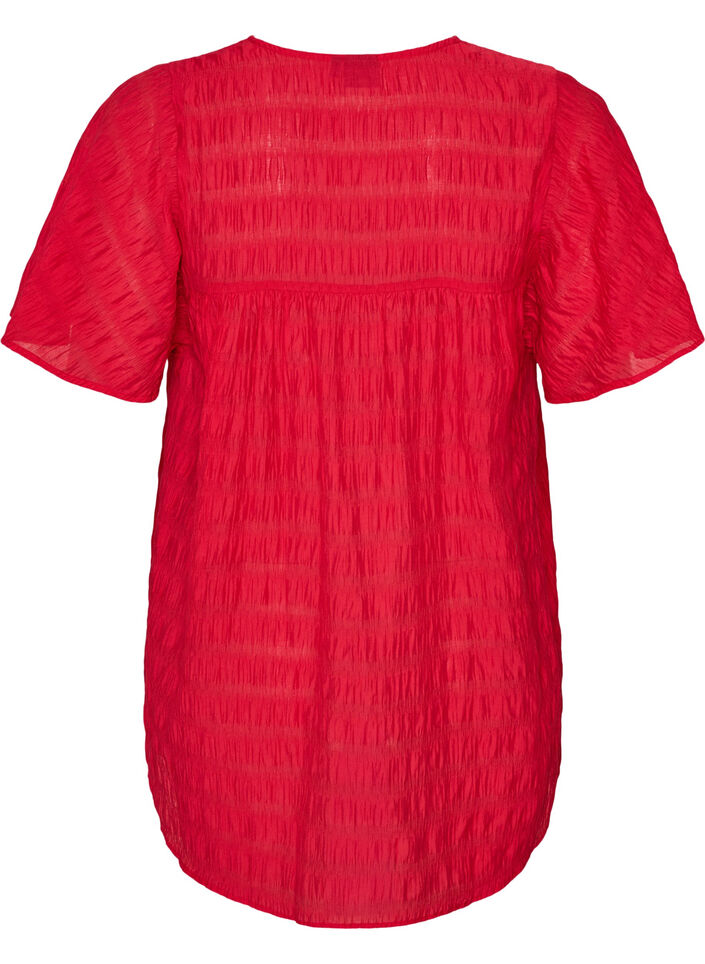 Tunic in lyocell with flutter sleeves, Red, Packshot image number 1