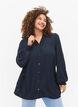 Long-sleeved shirt blouse in viscose, Total Eclipse, Model image number 0