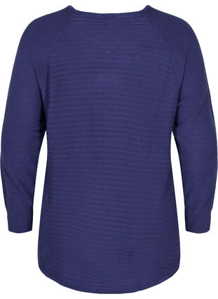 Knitted blouse with round neckline, Deep Cobalt, Packshot image number 1