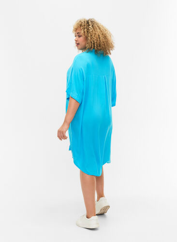 Long shirt in viscose, Blue Atoll, Model image number 1