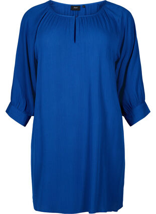 Viscose tunic with 3/4 sleeves, Monaco Blue, Packshot image number 0