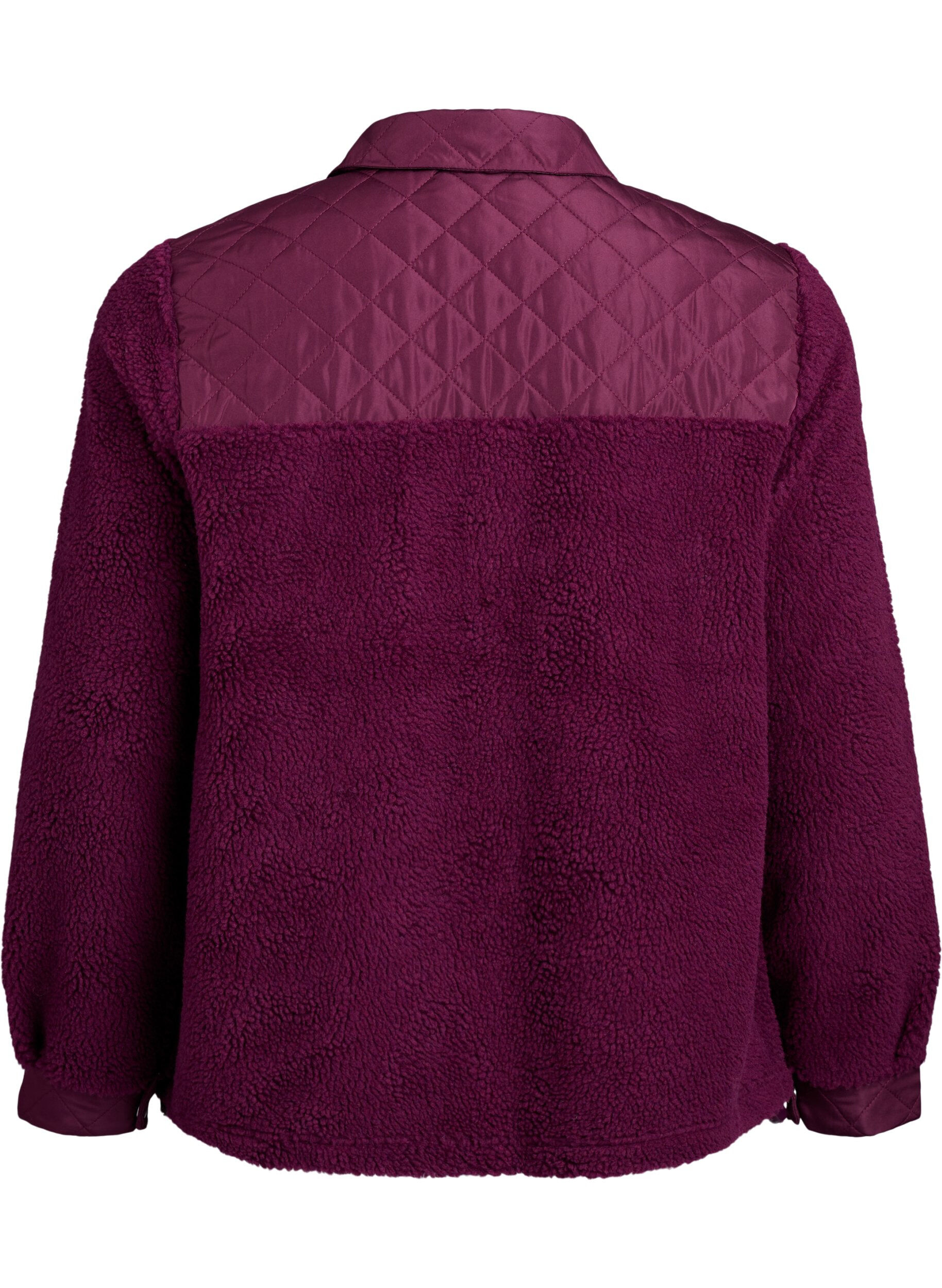 Zizzifashion Fleece jacket with quilted details, Red, Packshot image number 1