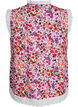 Sleeveless cotton blouse with floral print and broderie anglaise, Pink, Packshot image number 1