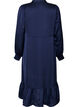 Satin dress with long sleeves and V-neck, Blue, Packshot image number 1