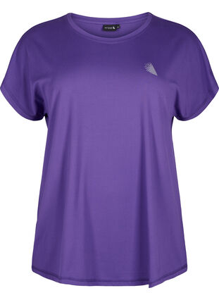 Short-sleeved workout t-shirt, Heliotrope, Packshot image number 0