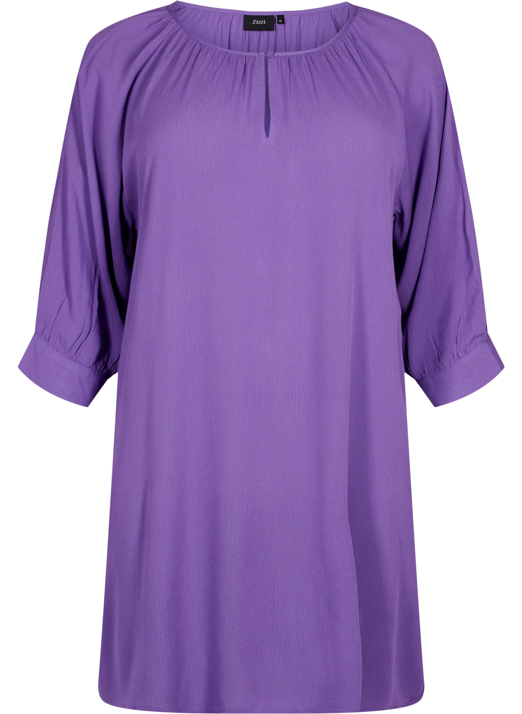 Zizzifashion Viscose tunic with 3/4 sleeves, Purple, Packshot image number 0