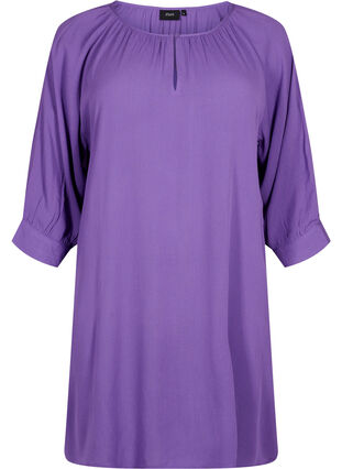 Viscose tunic with 3/4 sleeves, Deep Lavender, Packshot image number 0