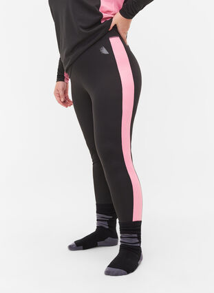 Ski underwear with contrasting stripe, Black w. Sea Pink, Model image number 2