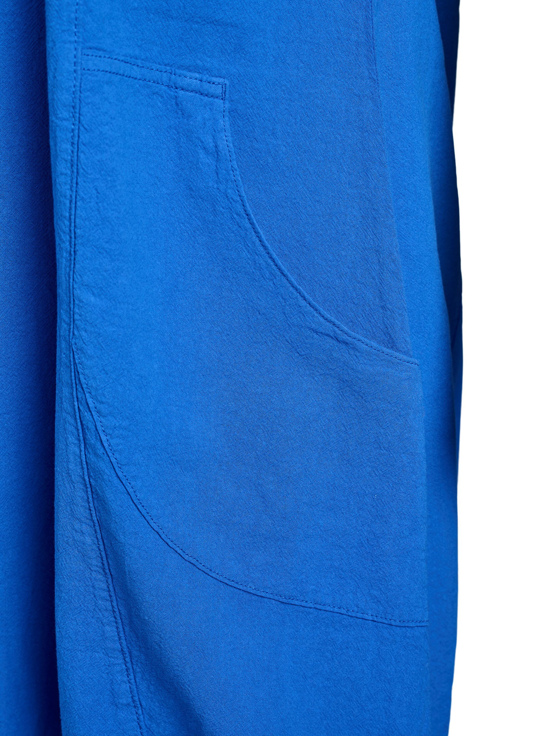 ZizzifashionShort sleeve cotton dress, Blue, Packshot image number 3