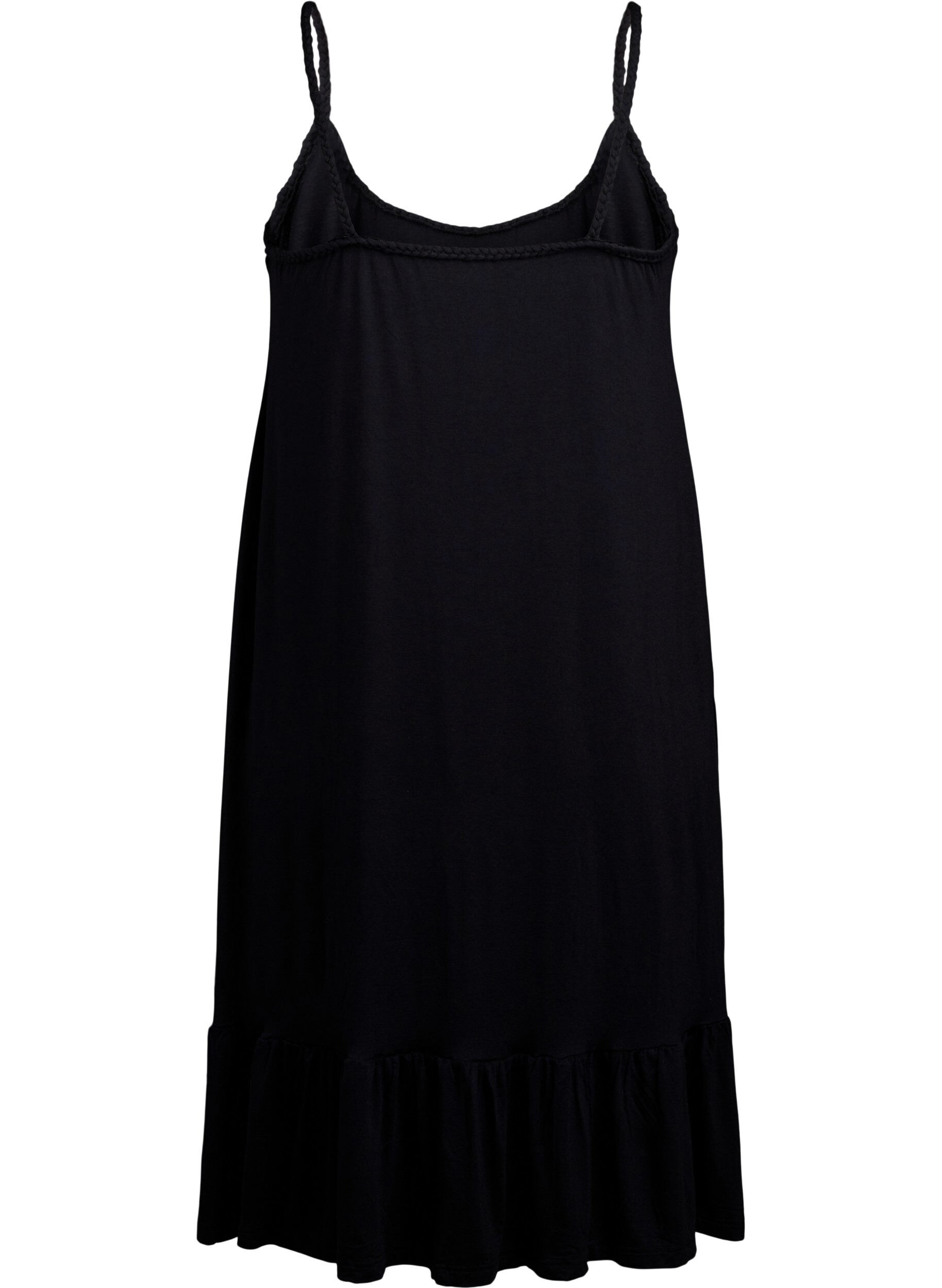 Zizzifashion Beach dress in viscose with braided straps, Black, Packshot image number 1