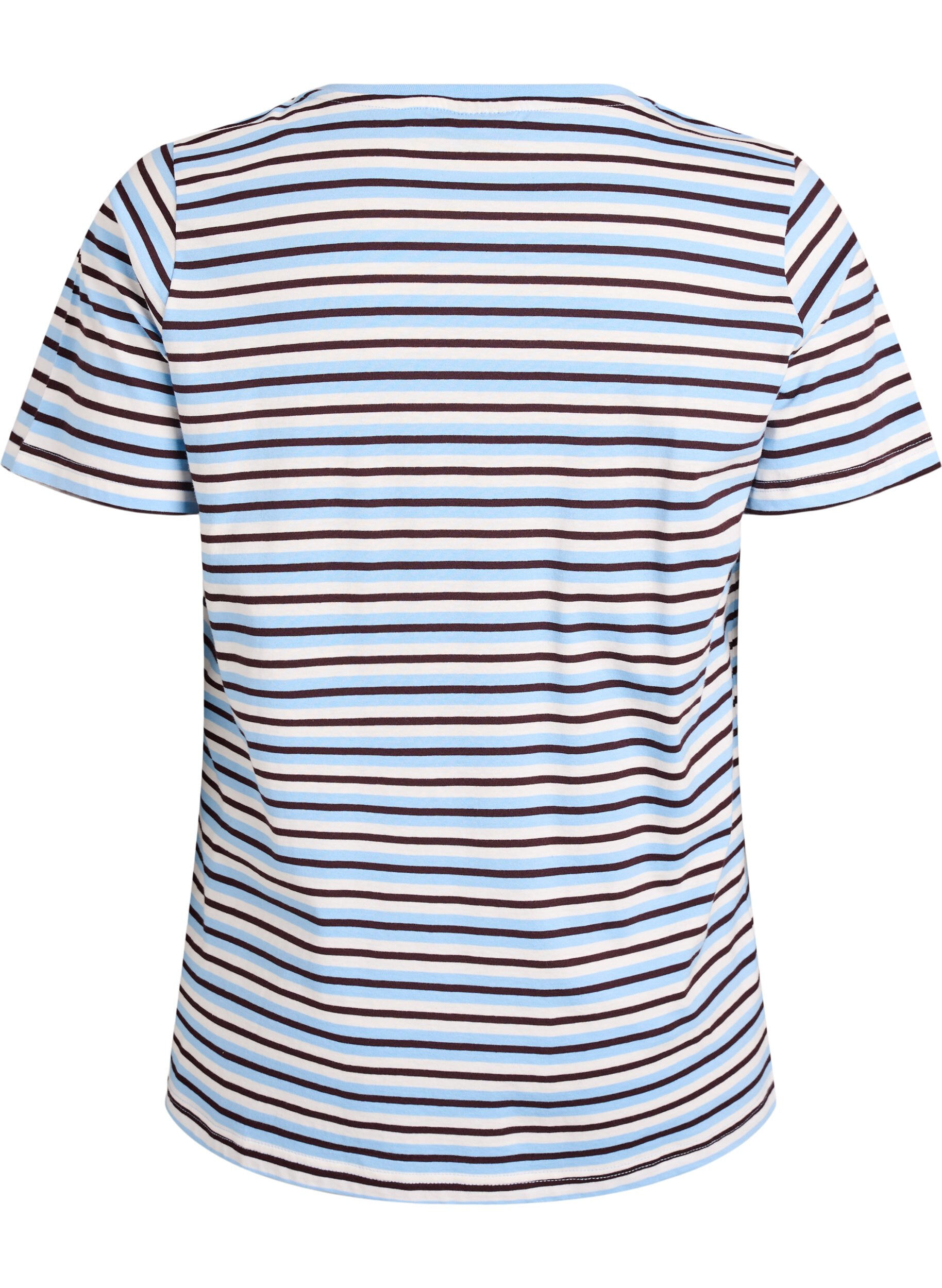 Zizzifashion Cotton T-shirt with stripes, Blue, Packshot image number 1