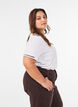 Cotton T-shirt with text embroidery, White, Model image number 3