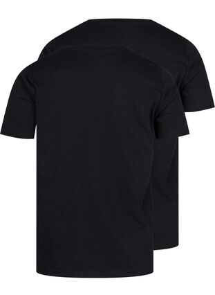 Basics cotton t-shirt 2-pack, Black/Black, Packshot image number 1
