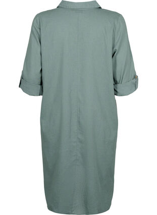 Dress with V neckline and collar, Balsam Green, Packshot image number 1