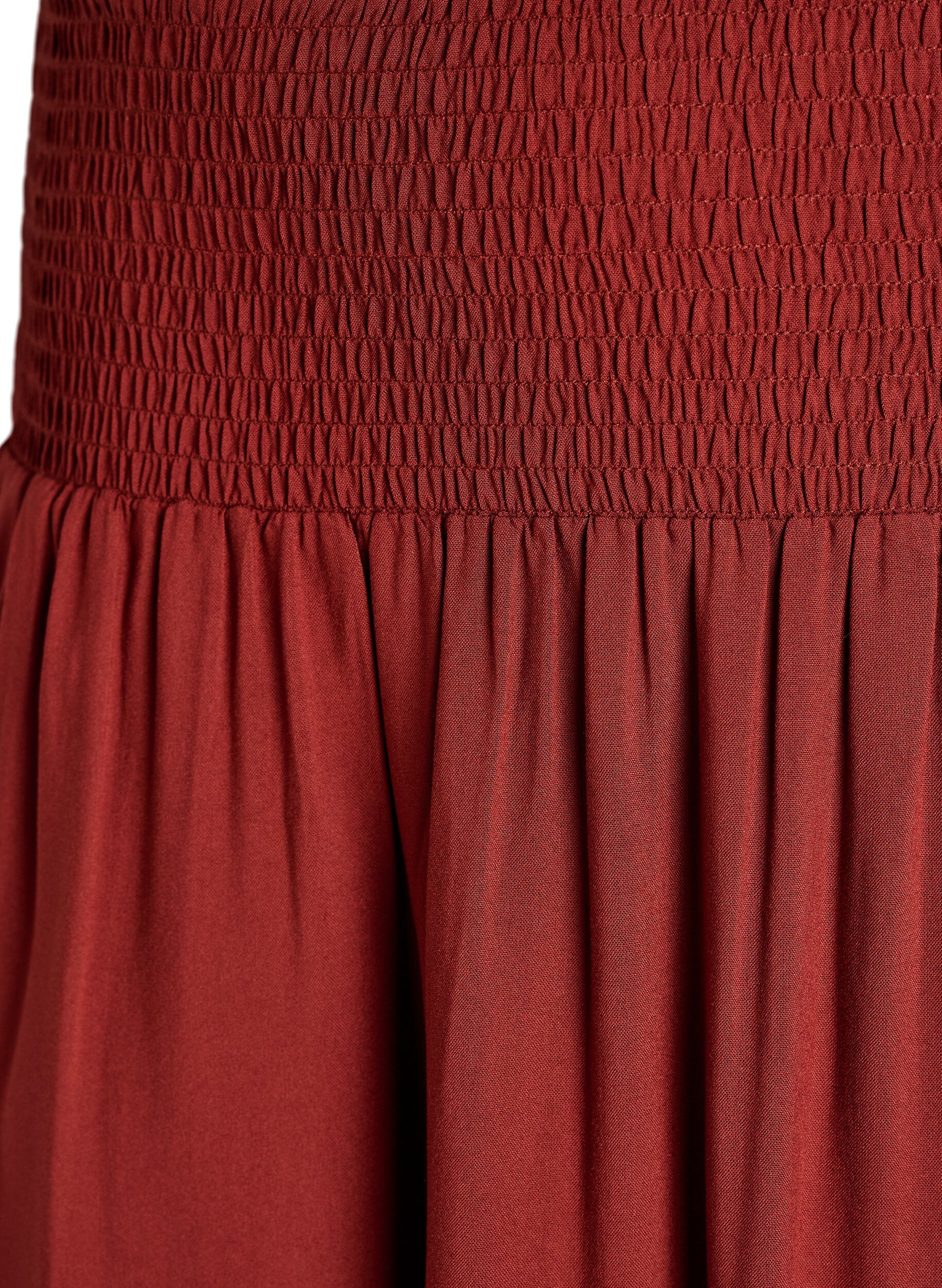 ZizzifashionViscose maxi skirt with smocking, Red, Packshot image number 2