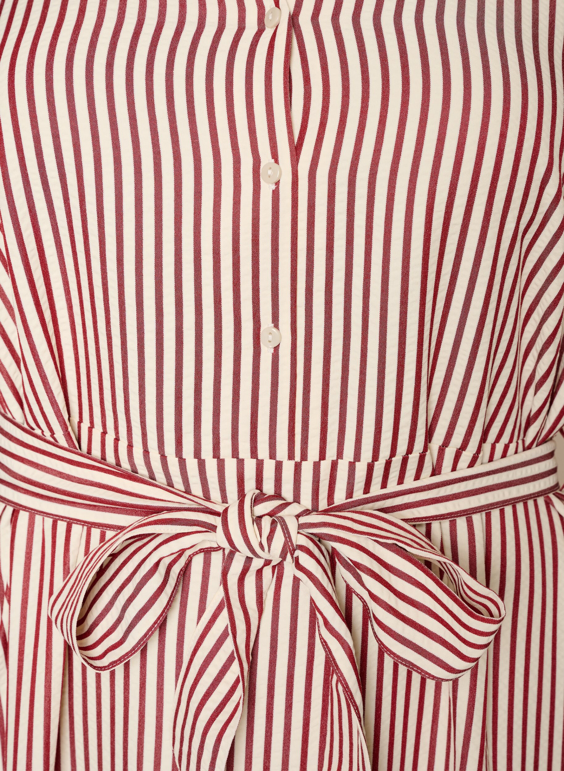 ZizzifashionAnkle-length shirt dress with tie belt and stripes, Red, Packshot image number 2