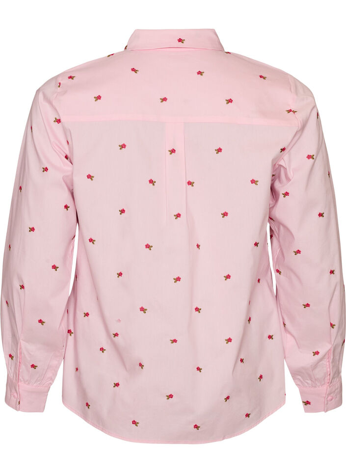 Shirt with embroidered flowers, Pink, Packshot image number 1